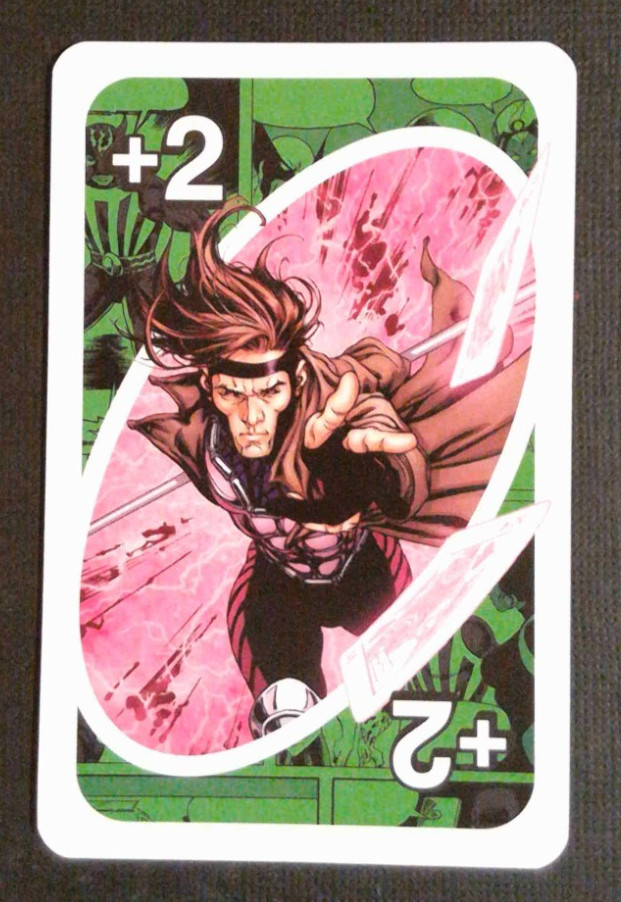 2026 Uno Marvel X-Men Card Green Gambit Draw 2 Card
