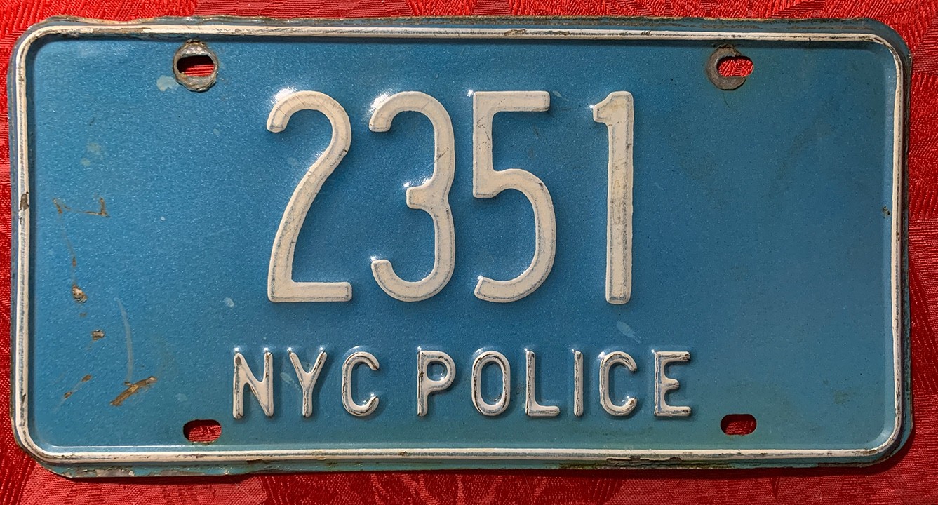 1970s 80s New York City Police License Plate NYPD