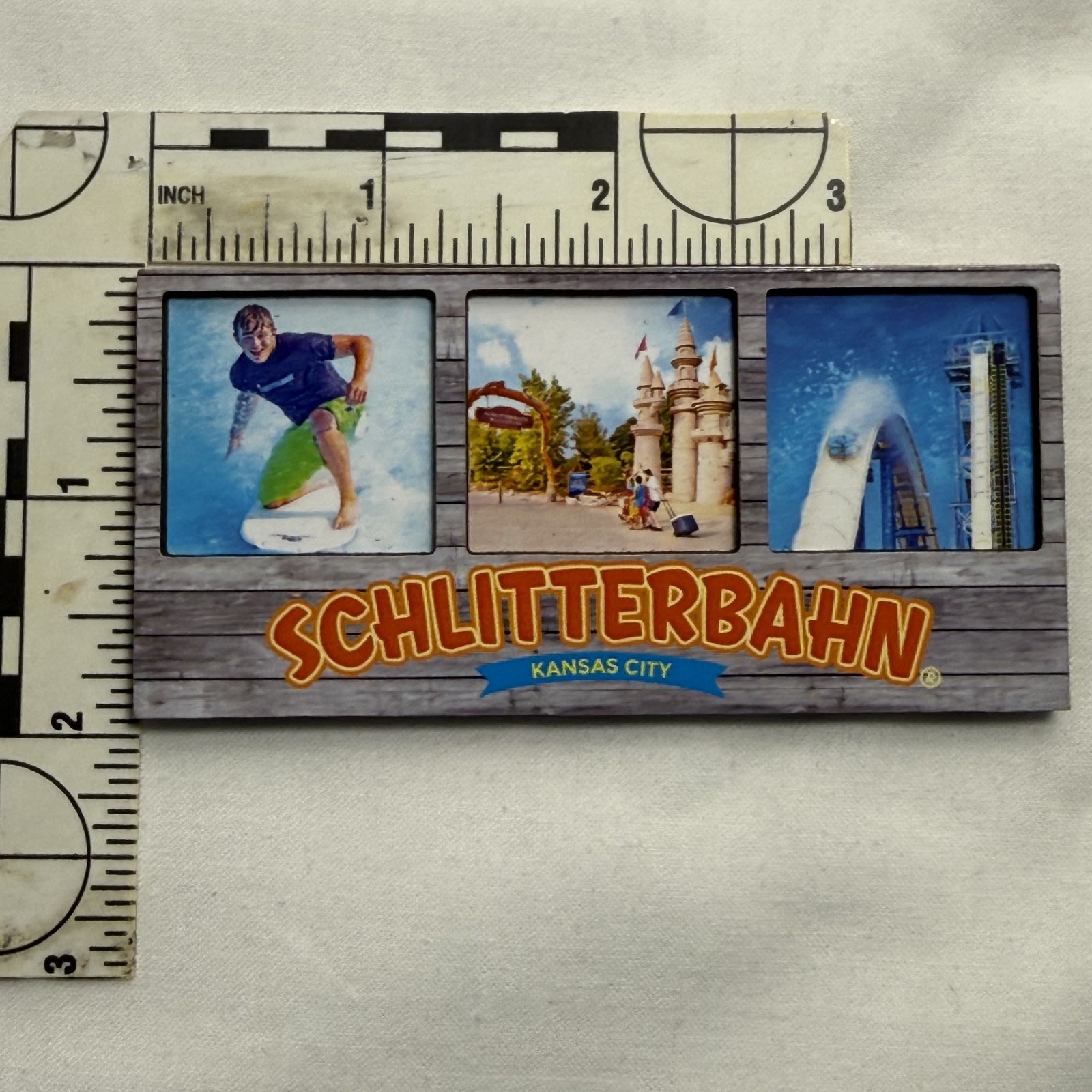 Schlitterbahn Kansas City 3-Panel Souvenir Magnet RARE
