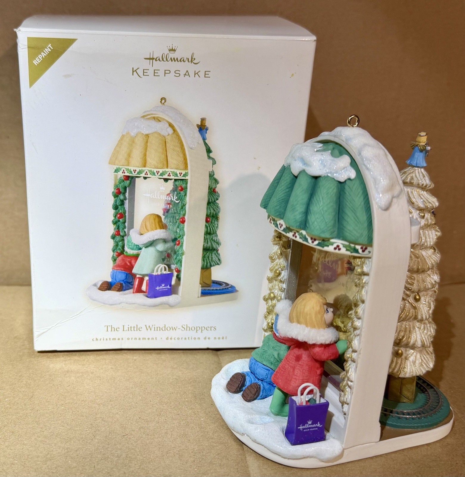 2008 Hallmark THE LITTLE WINDOW-SHOPPERS Ornament : REPAINT : Signed Limited Ed