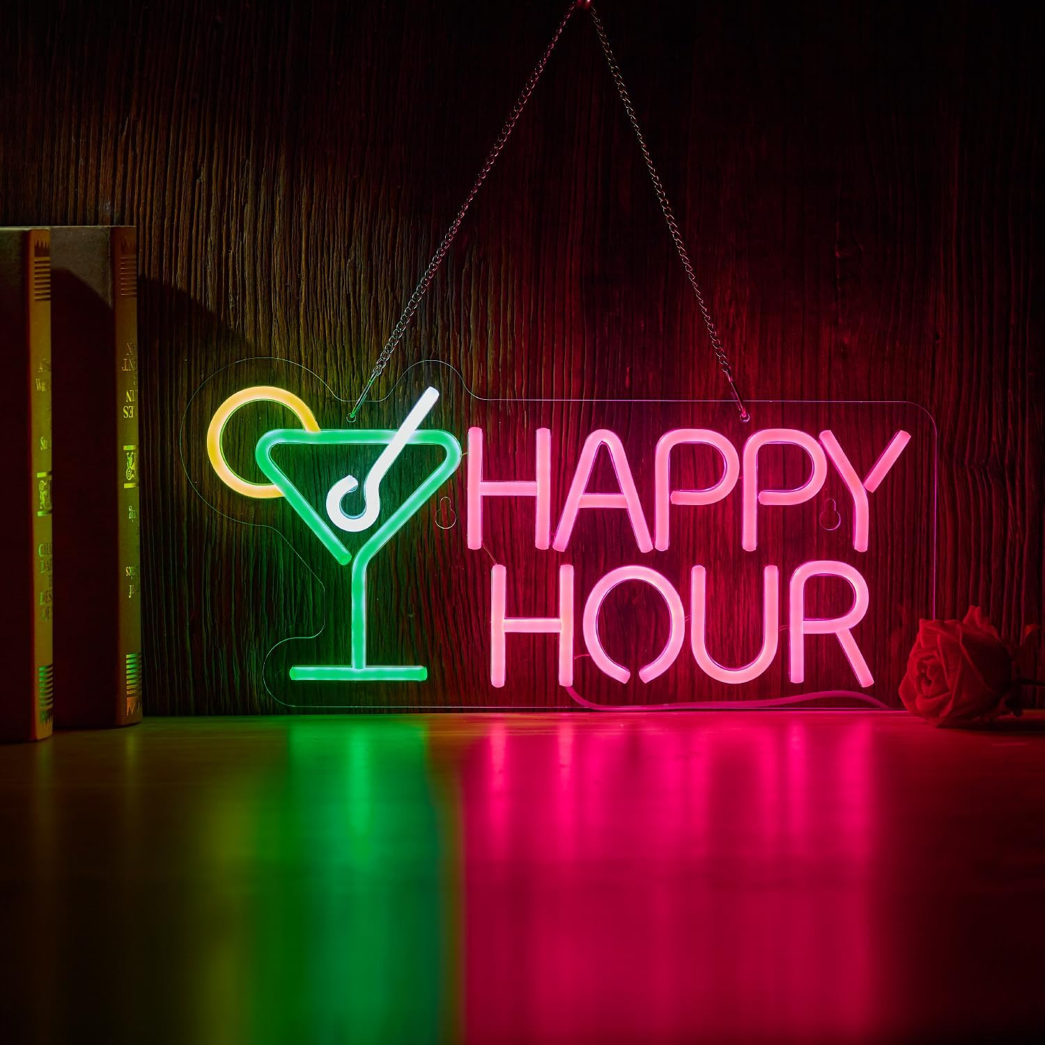 Happy Hour Bar Neon Sign for Wall Décor with Dimmable Switch Happy Hour LED Neon