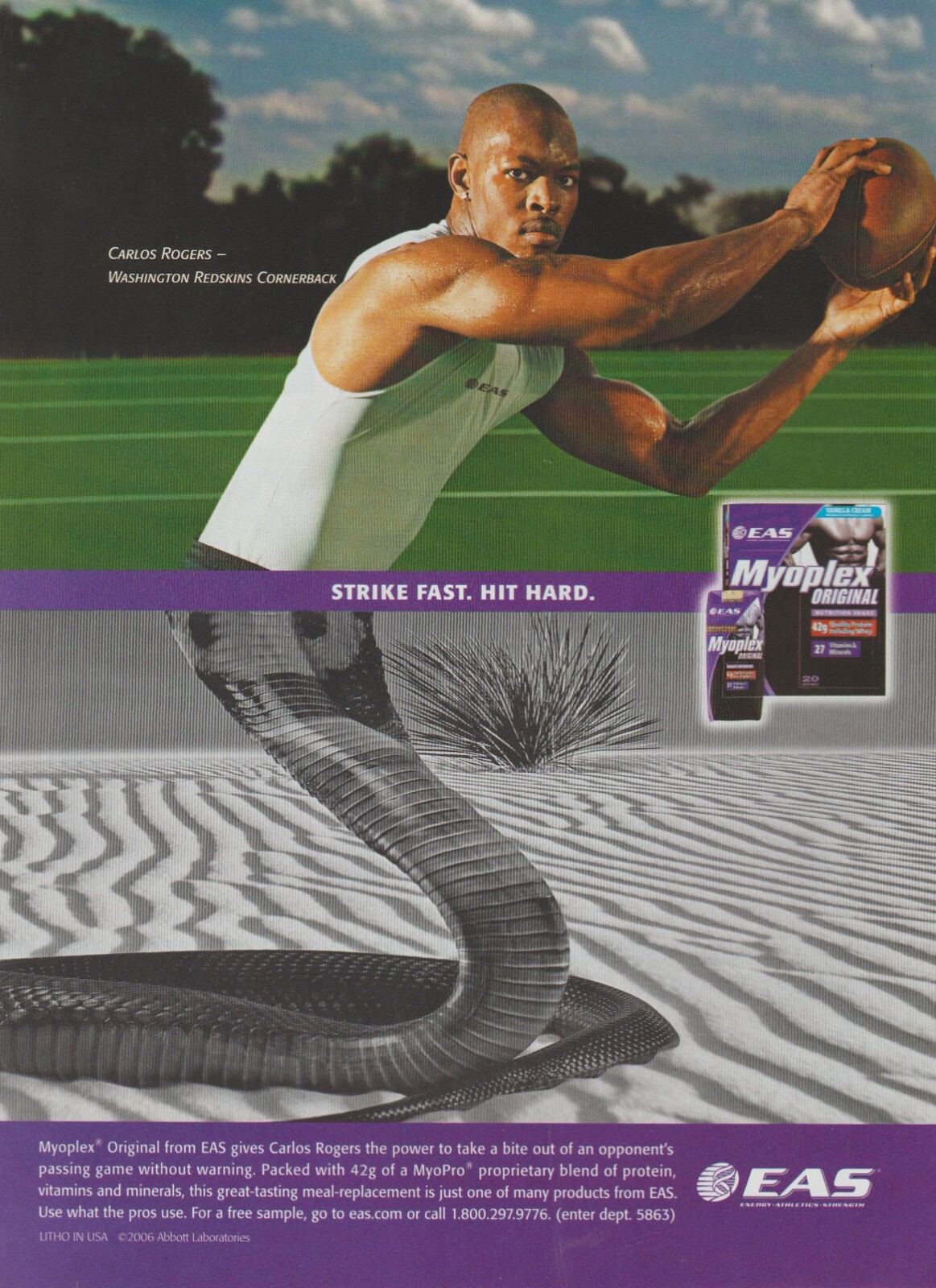 2006 EAS Myoplex Protein - NFL Carlos Rogers \