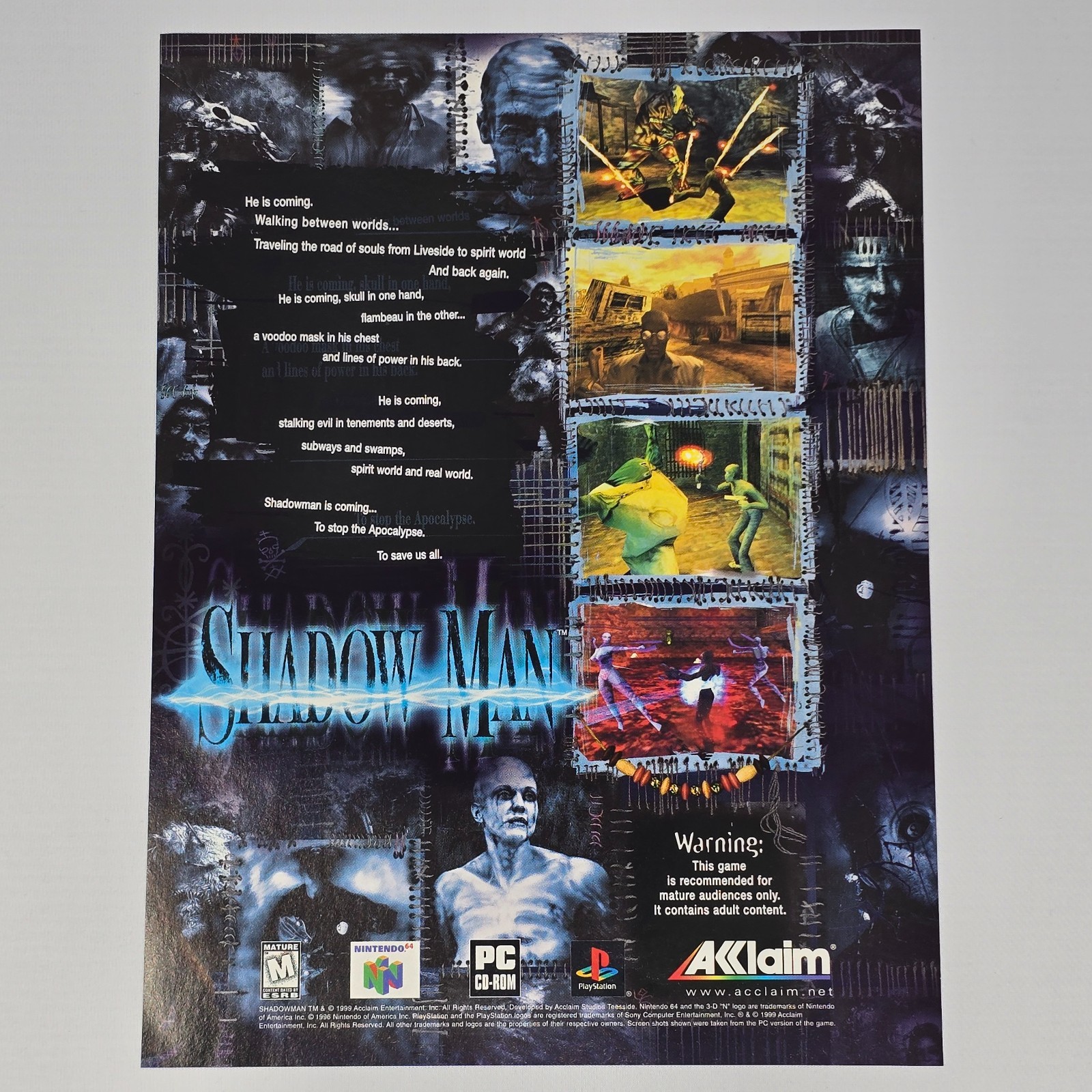 Shadow Man PlayStation 1 PS1 N64 PC Between Worlds Print Ad/Poster