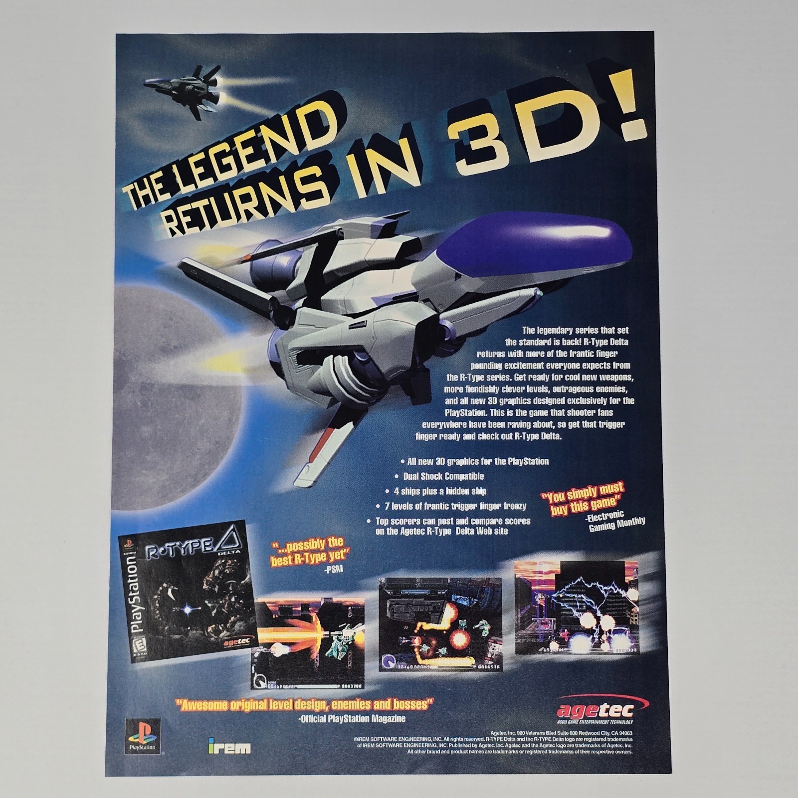 R Type Delta PlayStation PS1 Authentic Magazine Ad