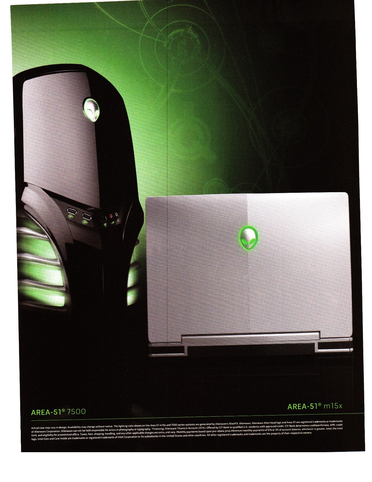 2008 Alienware Area-51 7500 Case Print Ad PCGamer Area-51 M15X Dell Computer