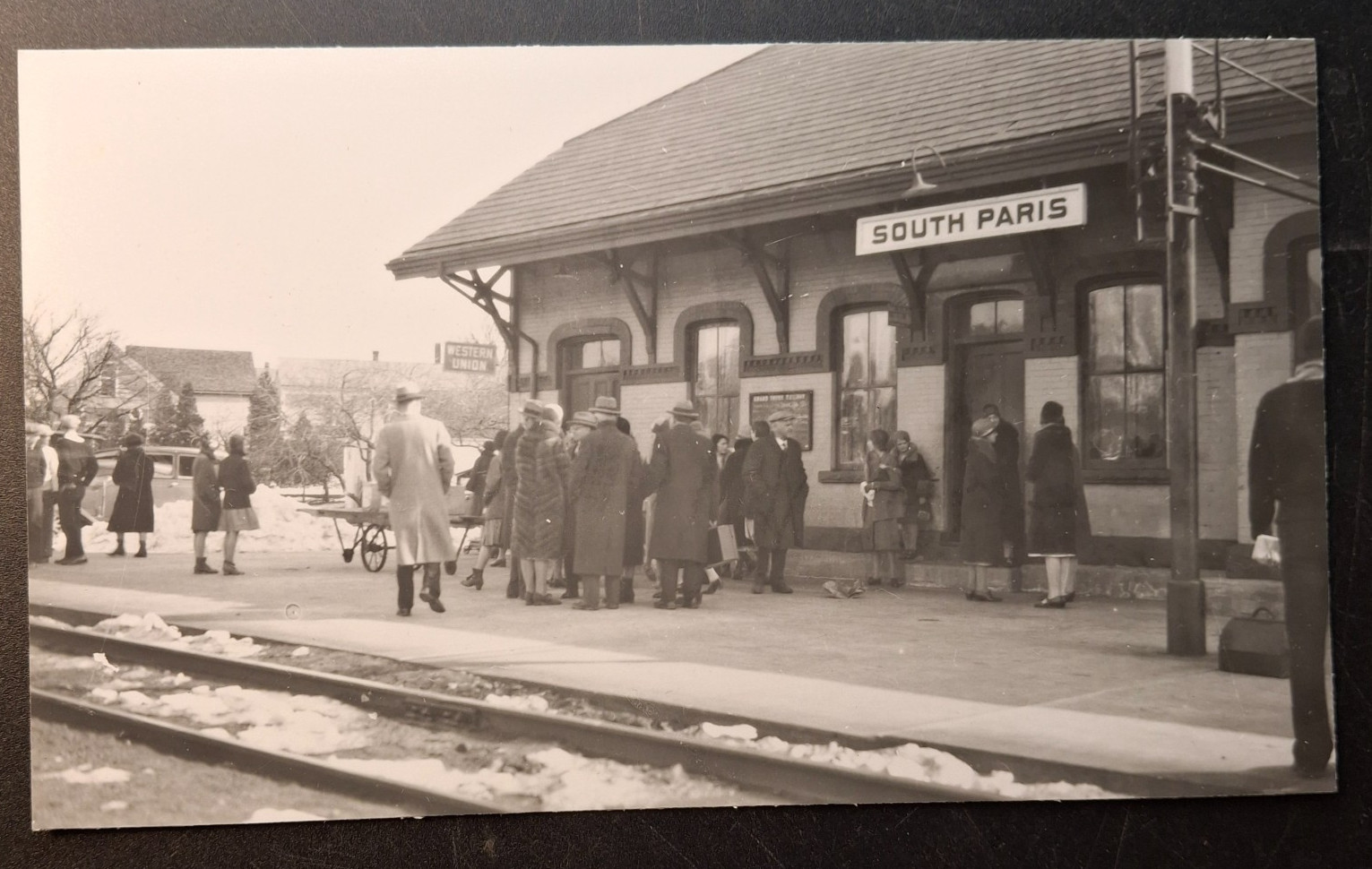 RPPC South Paris Maine Train RR Depot Real Photo Postcard