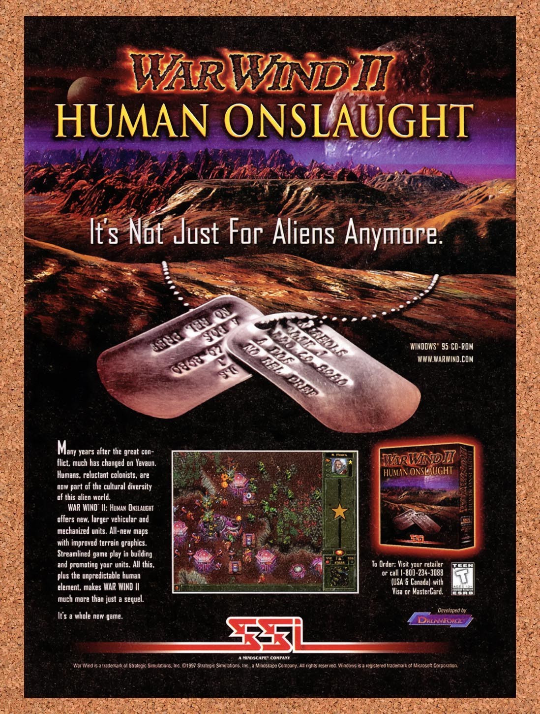 1996 War Wind II Human Onslaught PC Original Advertisement / Retro Promo v1