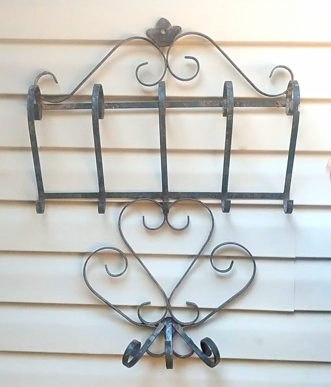 Vintage Wrought Iron/Cast Iron Wall Piece Hand Welded Heavy And Nice.