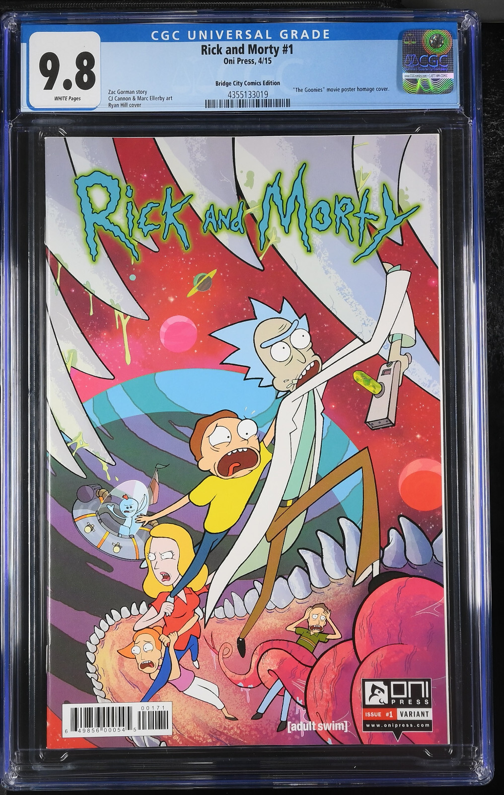RICK AND MORTY #1 (2015) - CGC GRADE 9.8 -  BRIDGE CITY GOONIES HOMAGE VARIANT