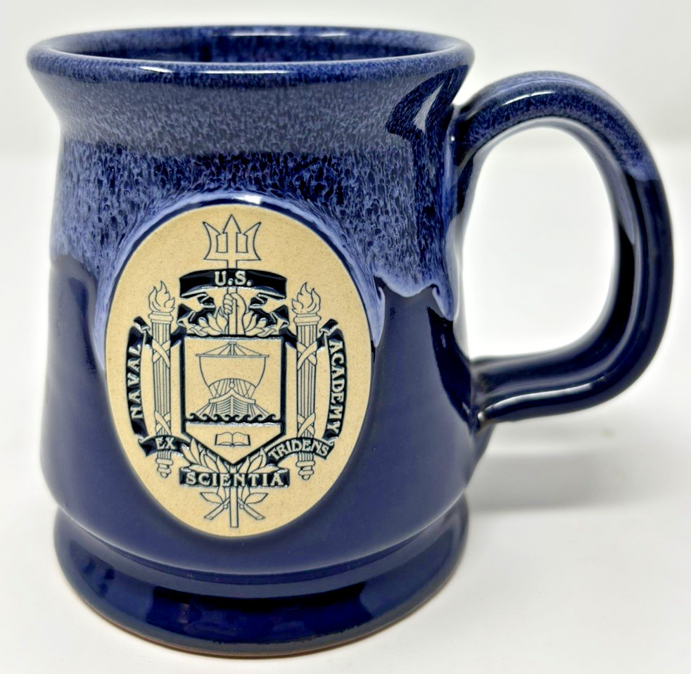 Deneen Pottery US Naval Academy USNA Mug 2012 Hand Thrown Navy Blue USA