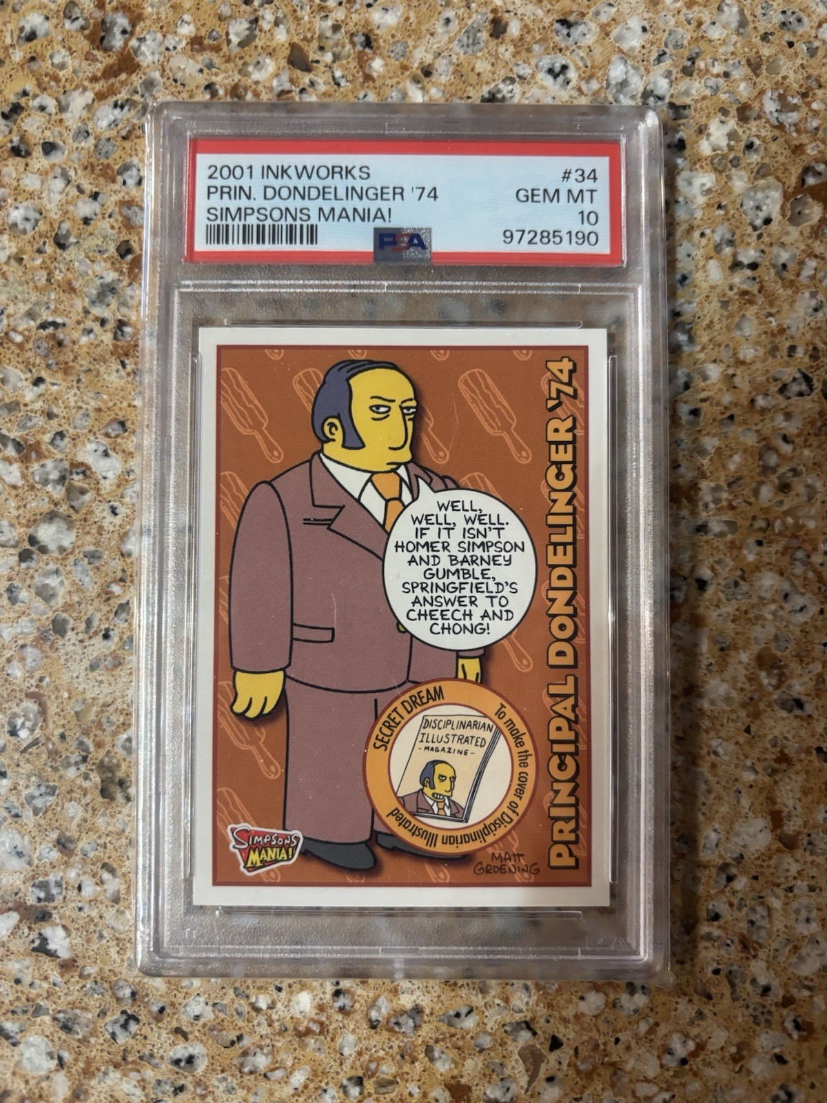 INKWORKS 2001 Simpsons Mania Flip N-Trip #34 Principal Dondelinger '74 PSA 10