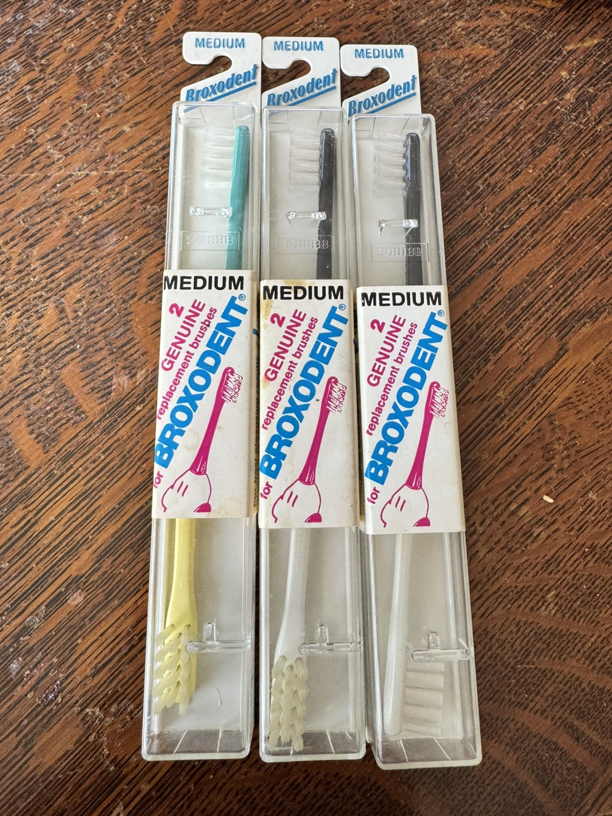 Vtg Squibb REDUCED 2 Packs REPLACEMENT BRUSH HEADS Med Broxodent Electric Toothb