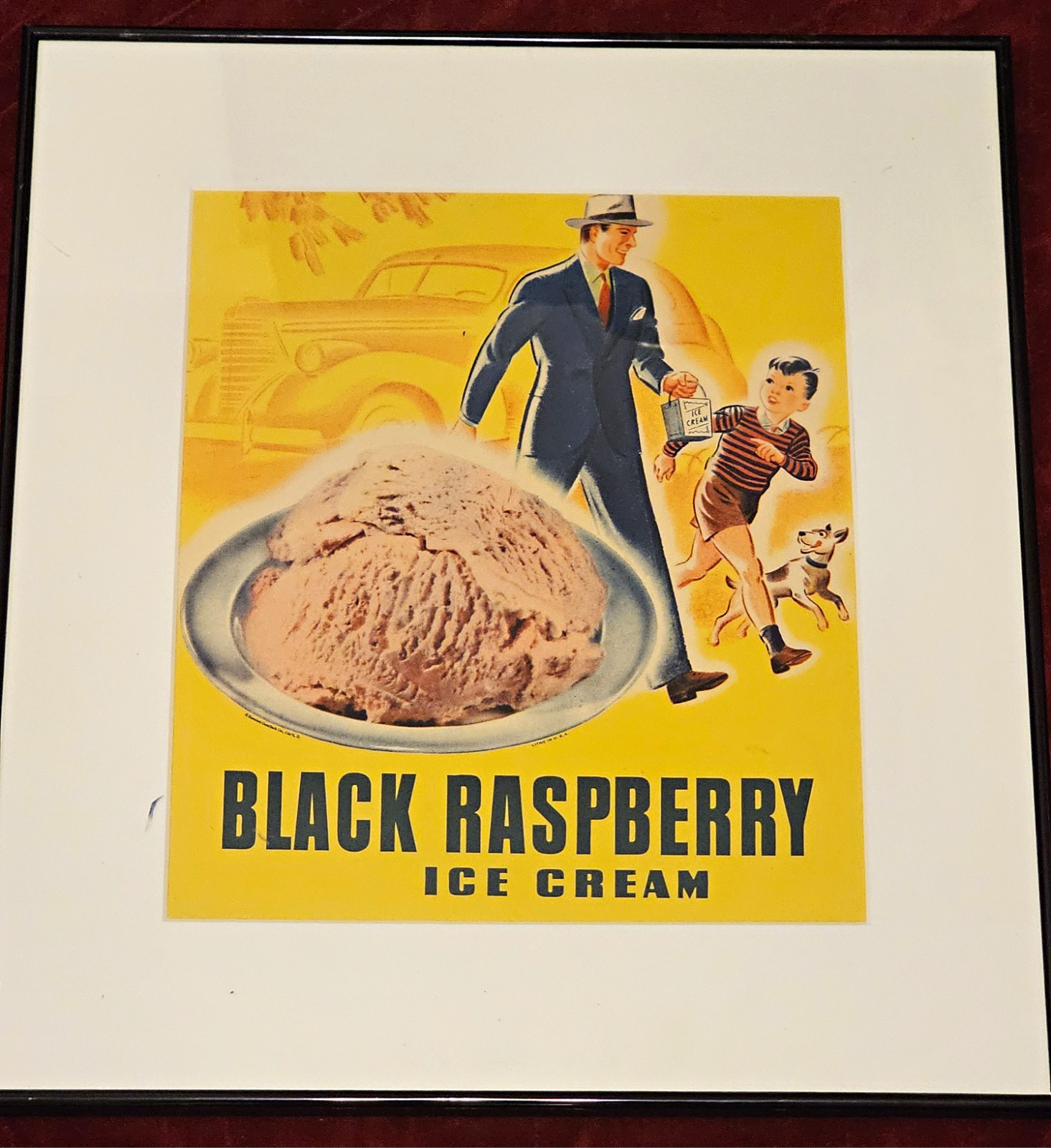 Black Raspberry Ice Cream Vintage Dairy Print Ad Litho. Esmond-Gundlach Co.