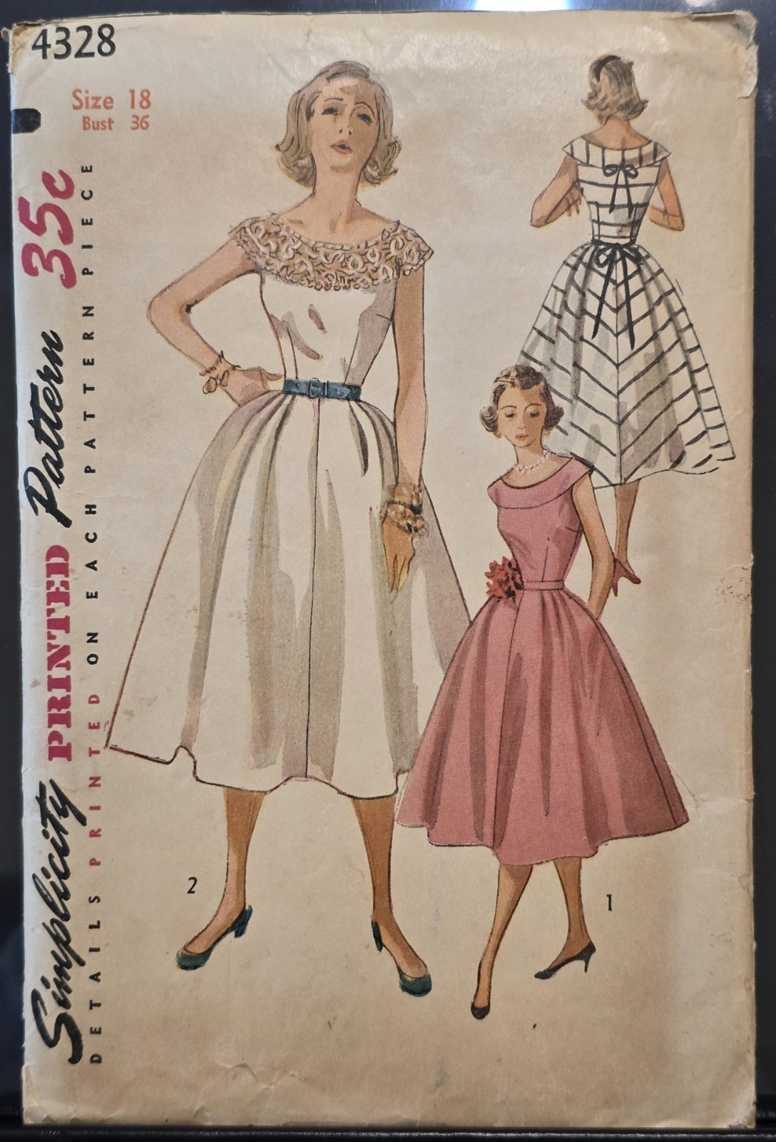 Simplicity 4328; ©1953; Misses' One-Piece Dress; Uncut, Size 18/Bust 36
