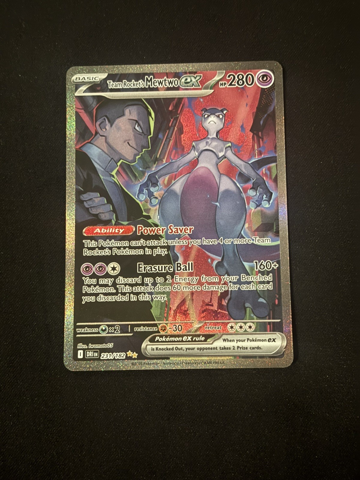 Pokémon TCG Destined Rivals Team Rocket\'s Mewtwo EX SIR 231/182