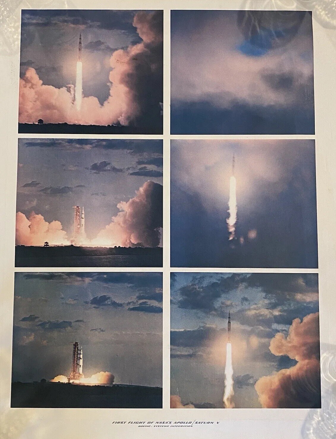 RARE ORG BOEING NASA APOLLO SATURN V FIRST FLIGHT SPACEMAN 1967 ROCKET ART PRINT