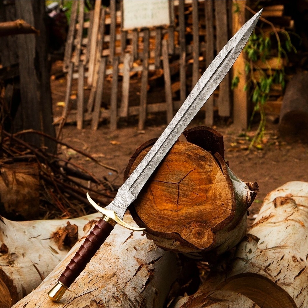 Handmade Damascus Steel Viking Sword Battle Ready Medieval Sword w/ Sheath.