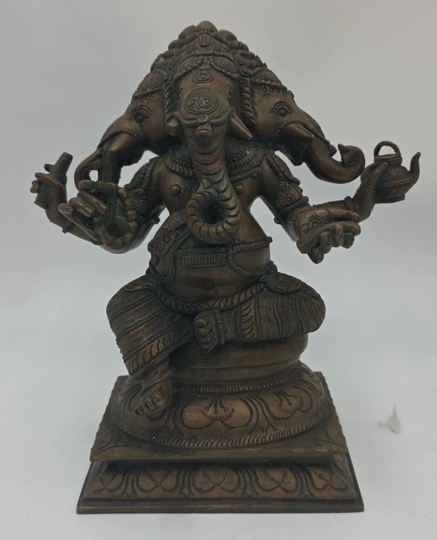 Exotic Lord Ganesha Bronze Statue Indian Art 9\