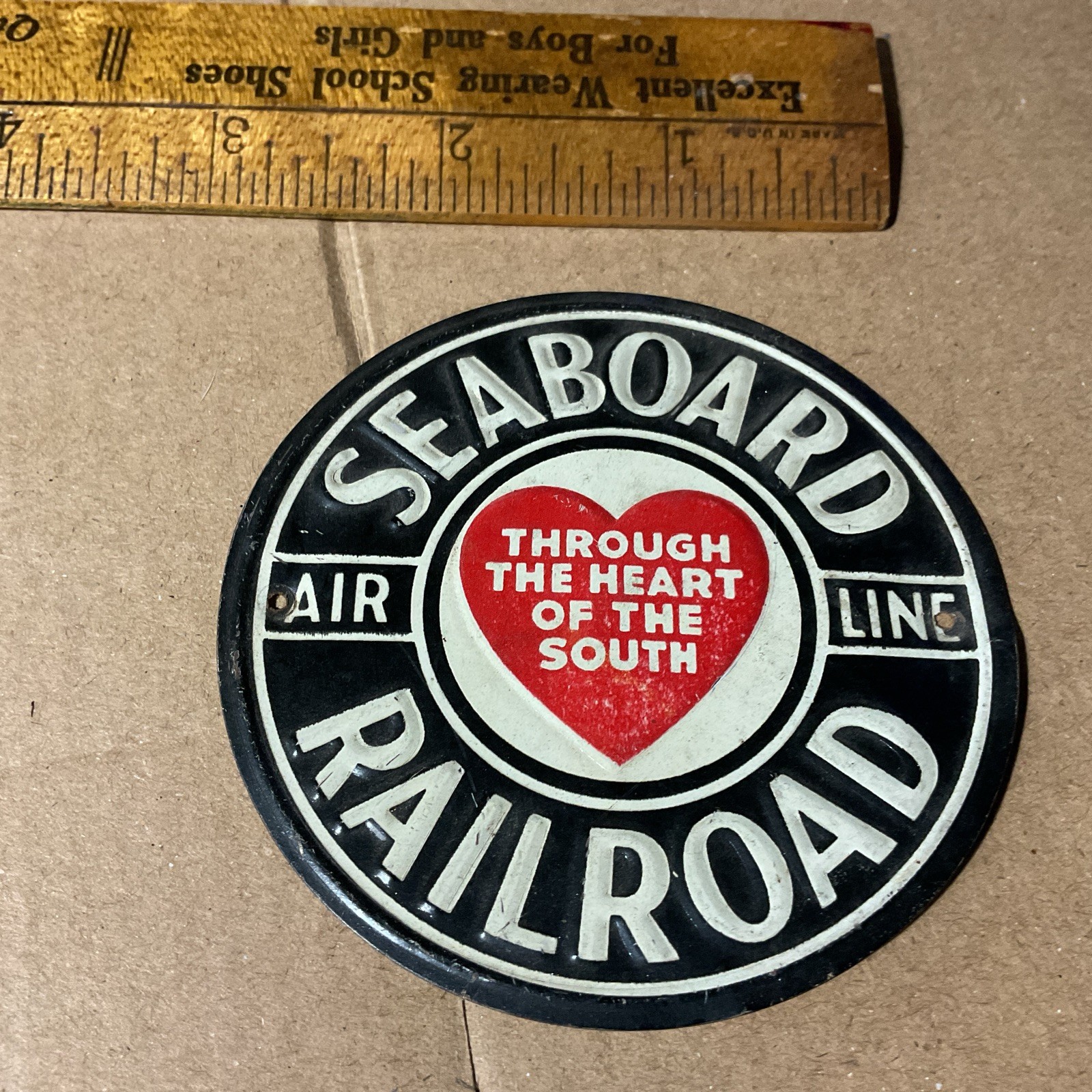 Seaboard Air Line Rail Road Heart 3” Tin Metal tag