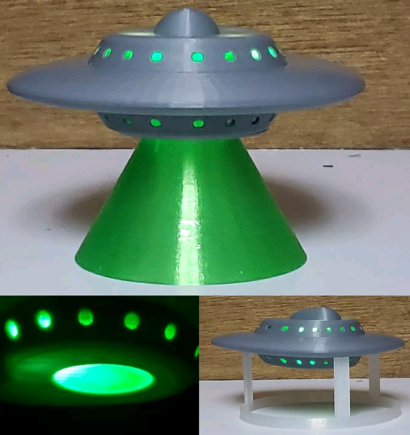 Metaluna Flying Saucer/UFO - from This Isle Earth- Small -with Lights & 2 Stands