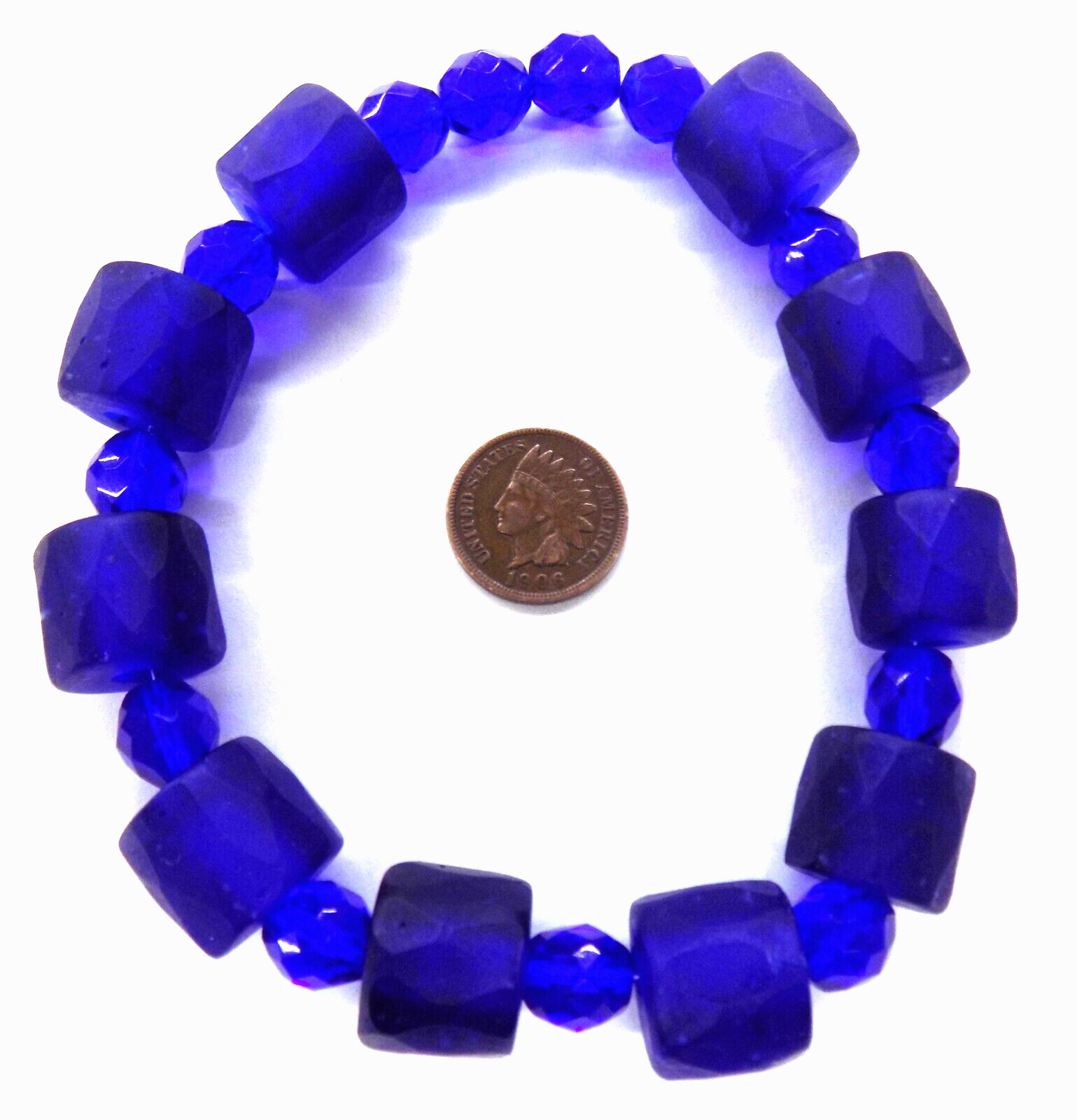 10 Pc XXL Alaskan Russian Blue African Trade Beads Facetted #888 READ More