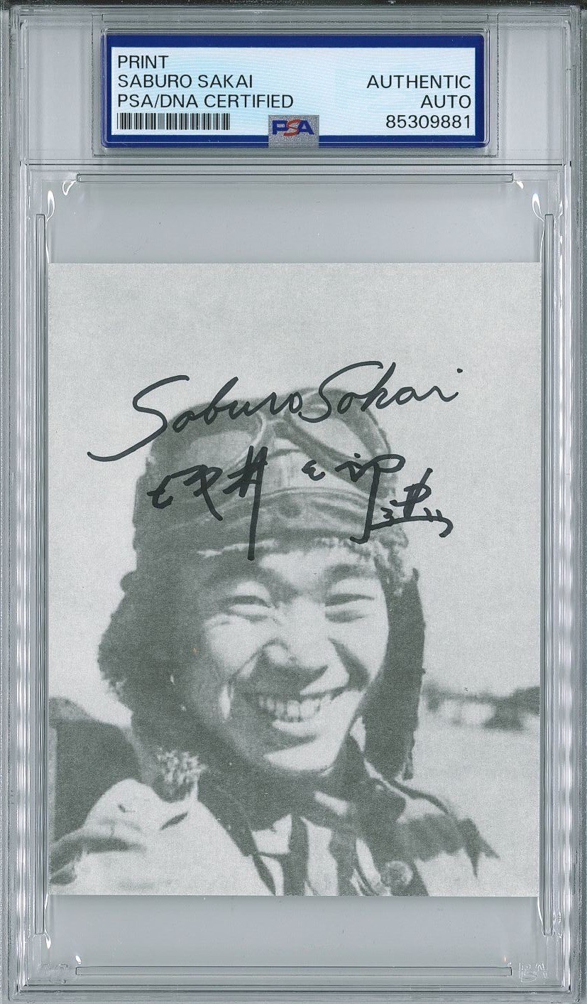 Saburo Sakai Signed 3x5 Print WWII Japanese Ace Zero Pilot Auto Pose C