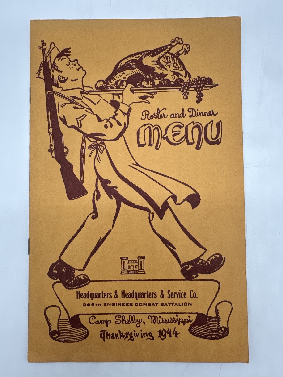 WW2 1944 Thanksgiving Menu Roster 265th Engineer Combat Battalion Camp Shelby MS