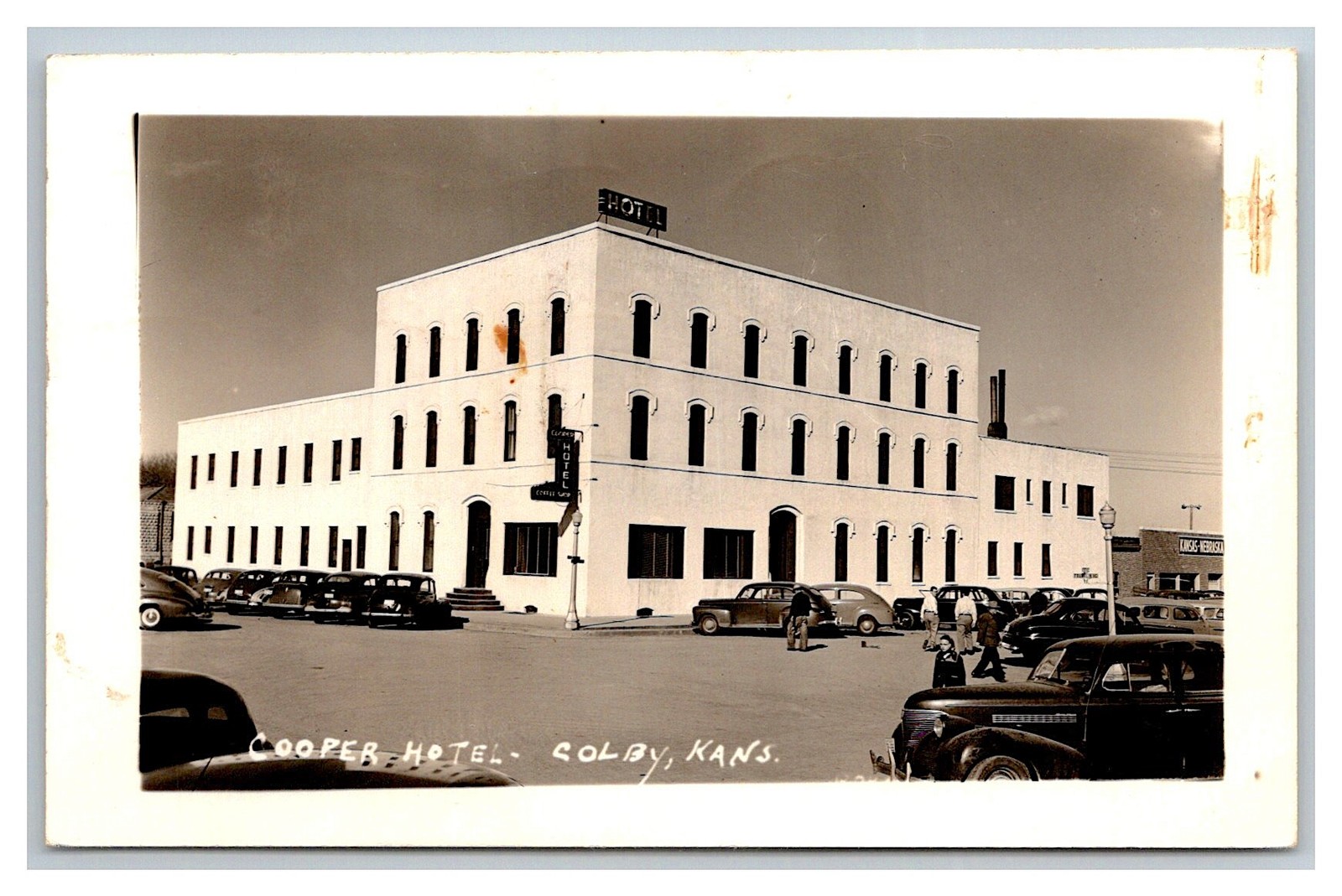 RPPC ~ Colby KS ~ Cooper Hotel Street view 1940s Kansas
