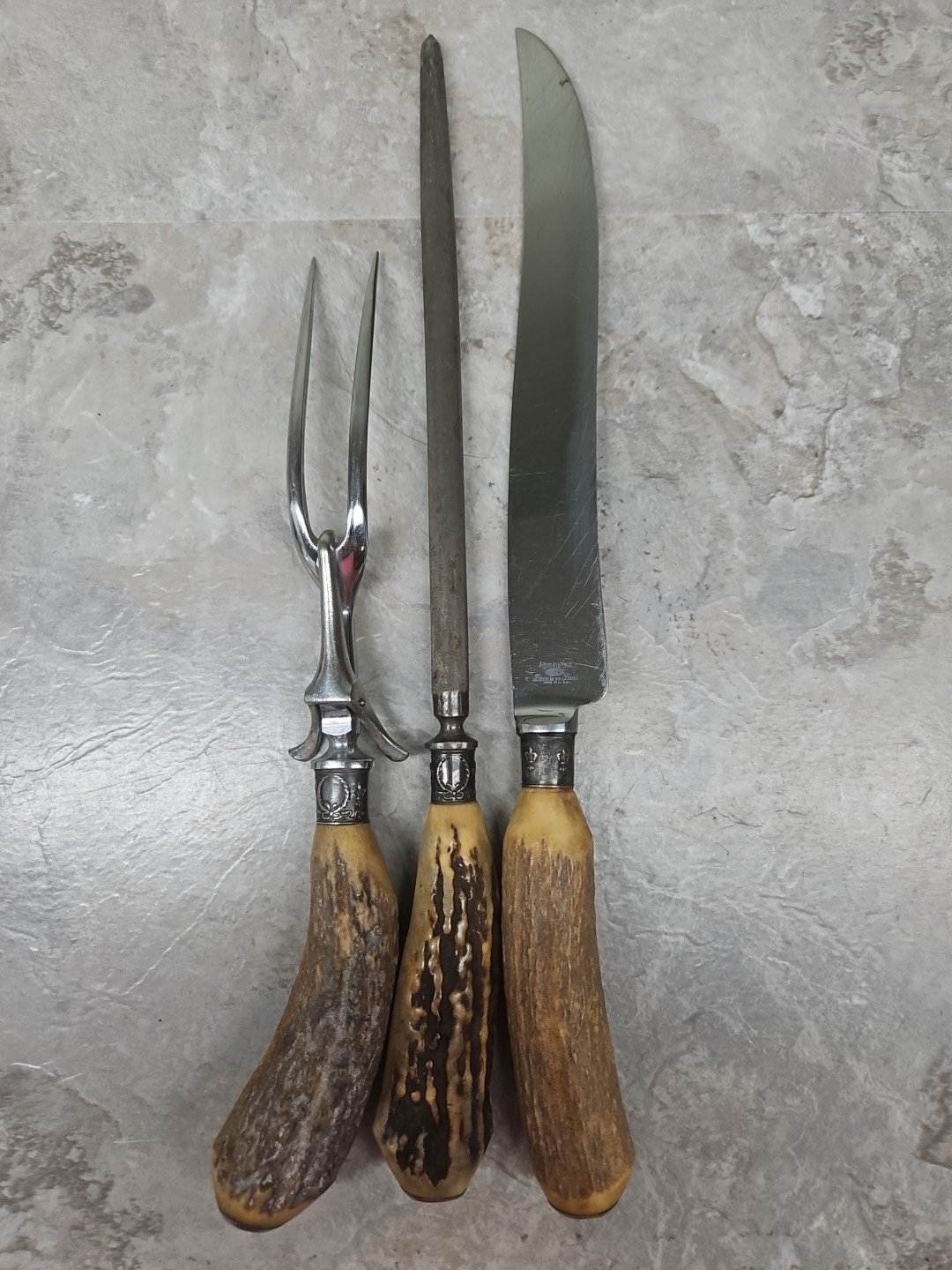 Remington Dupont 3 Pc Carving Set Sterling, Antler,  8