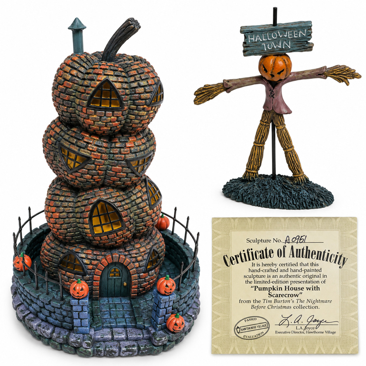 Hawthorne Village Nightmare Before Christmas Pumpkin House Scarecrow COA 2006