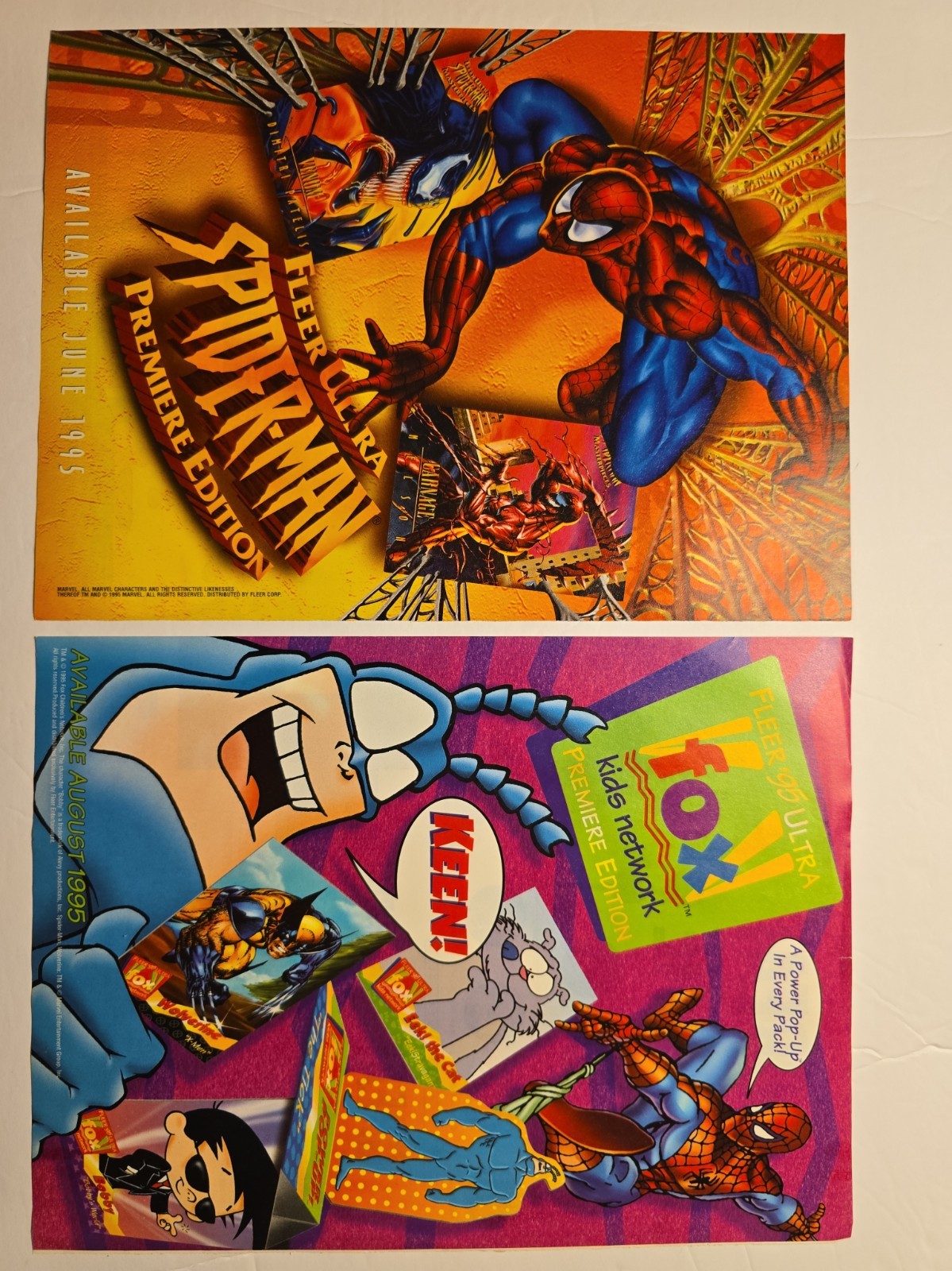 Rare 1995 Marvel Spider-Man & Fox Kids Ad Lot Fleer Ultra Vintage Grail Promo