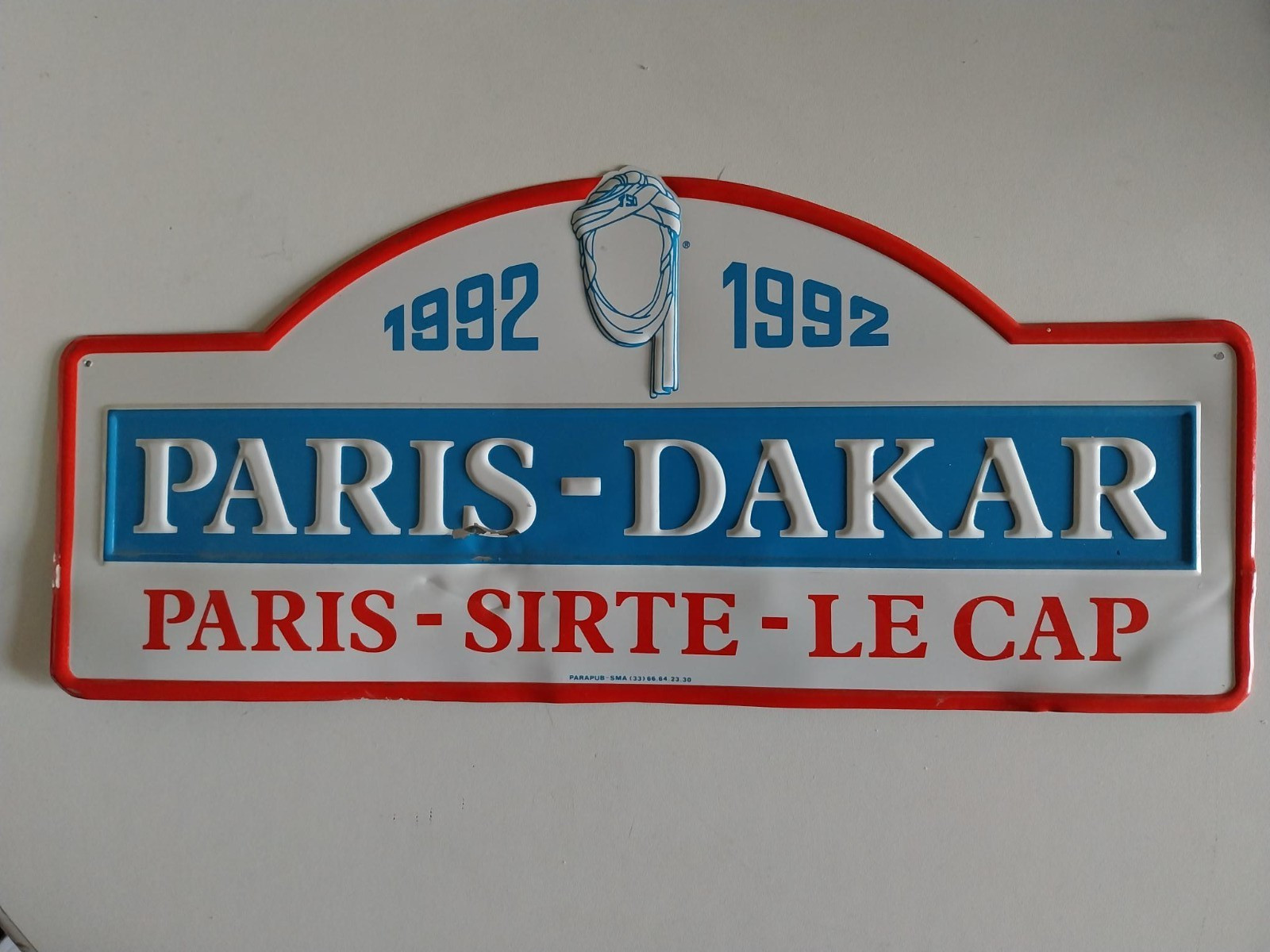 Rallye Paris-Dakar 1992 Souvenir Rally Plate