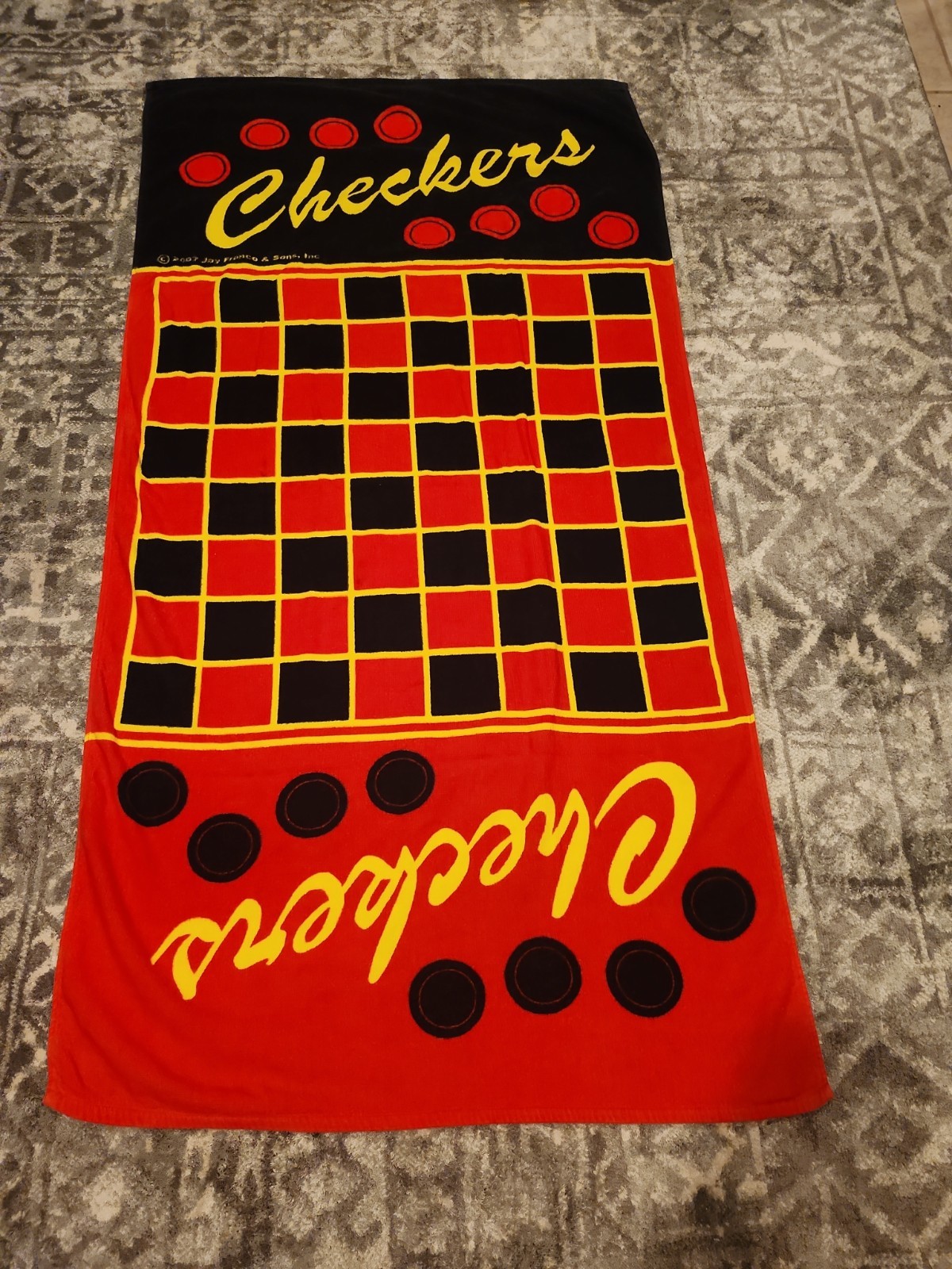 Rare Jay Franco Checkers Beach Towel Game No Checkers