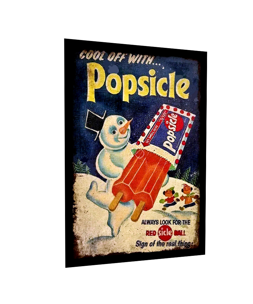 Popsicle Sign, Snow Man Ice Cream Sticker Sign, Retro Ice Cream Truck 4 Sizes