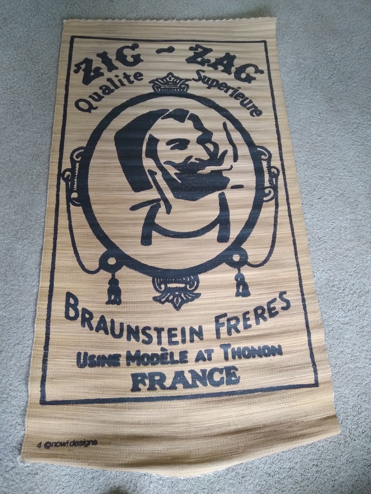 RARE 1960s - 1970s ZIG ZAG Man - Rolling Papers Bamboo Tapestry 63