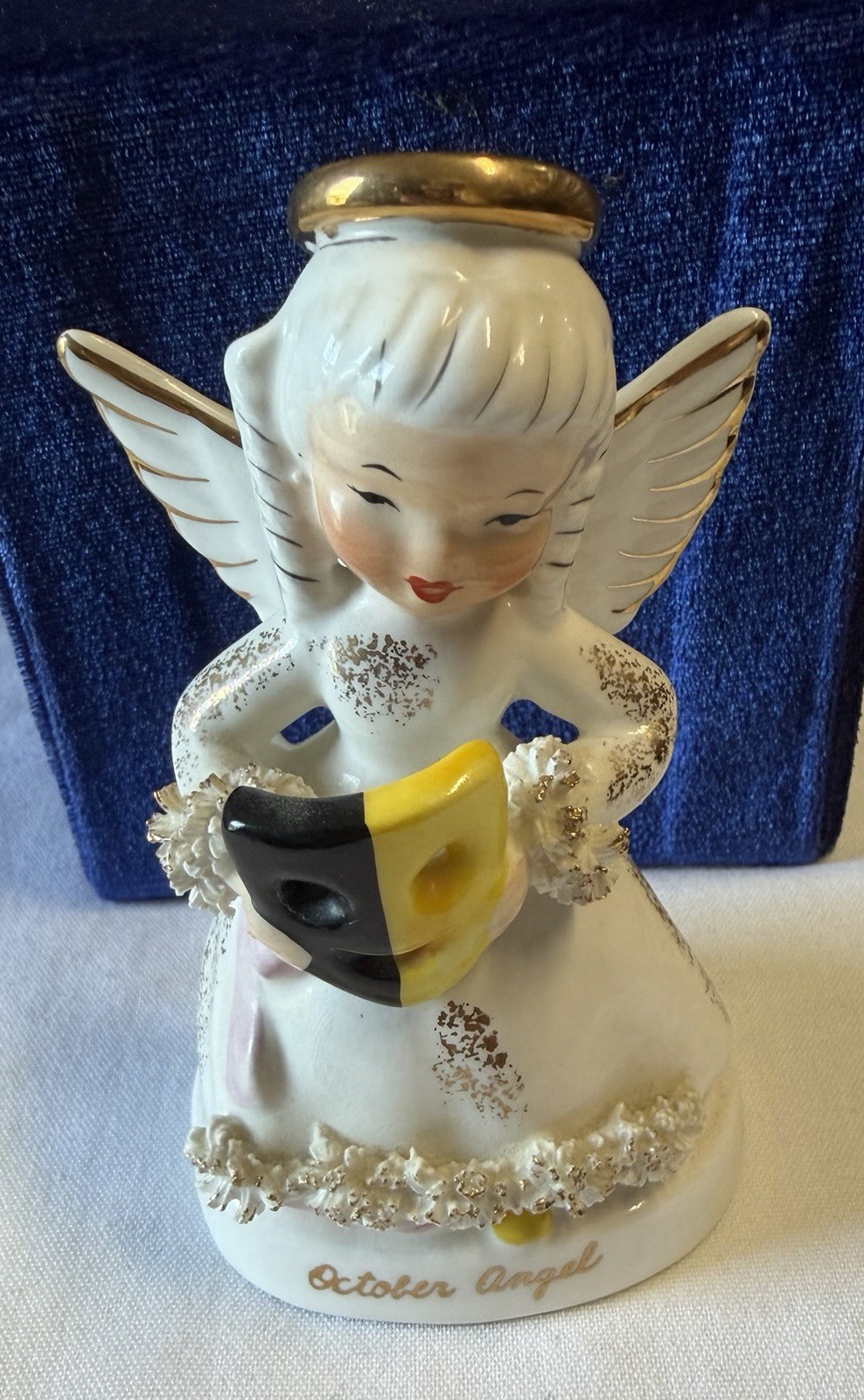 Vintage Napco October Birthday Angel Mask Figurine Japan A1370