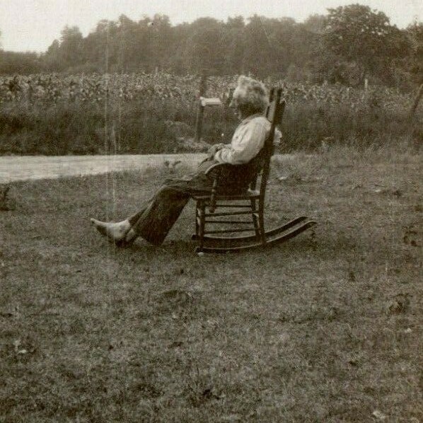 Farmer Man Barefoot Rocking Chair Vintage RPPC Postcard B&W Artura