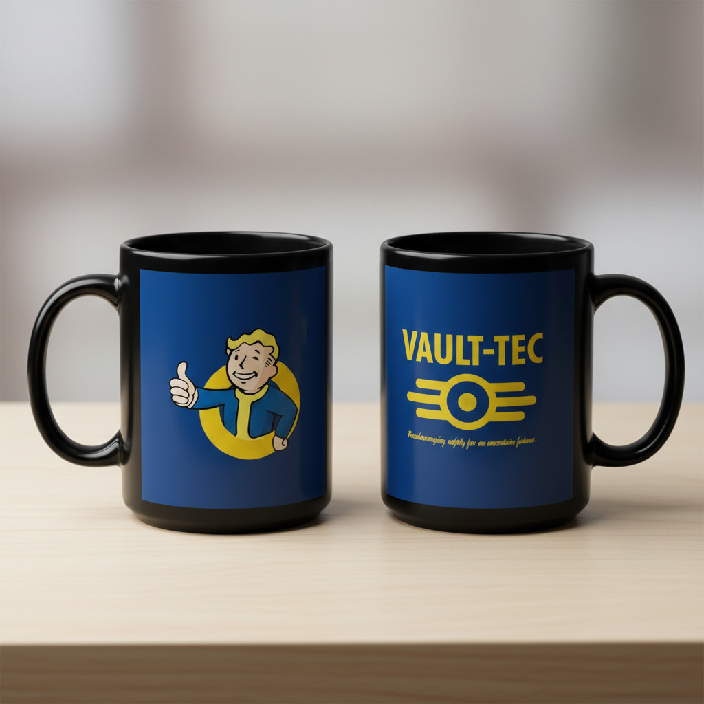Vault Tec Fallout Black Coffee Mug