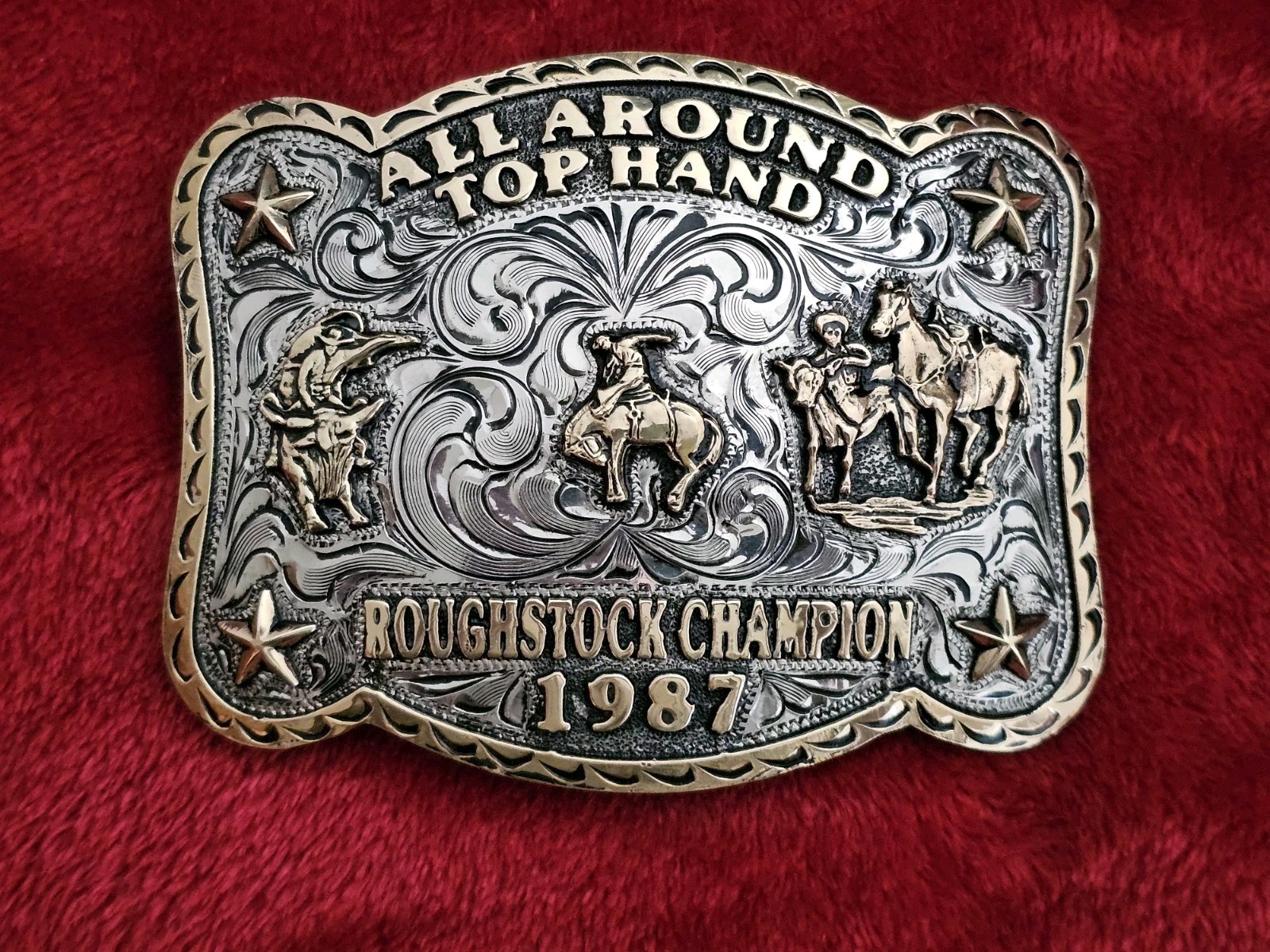 Roughstock Champion☆1987☆X~TREME☆RODEO TROPHY BUCKLE☆All Around☆Rare☆10
