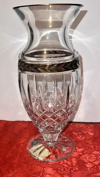 LENOX MAJESTIC GOLD FINE CRYSTAL FLOWER VASE 10