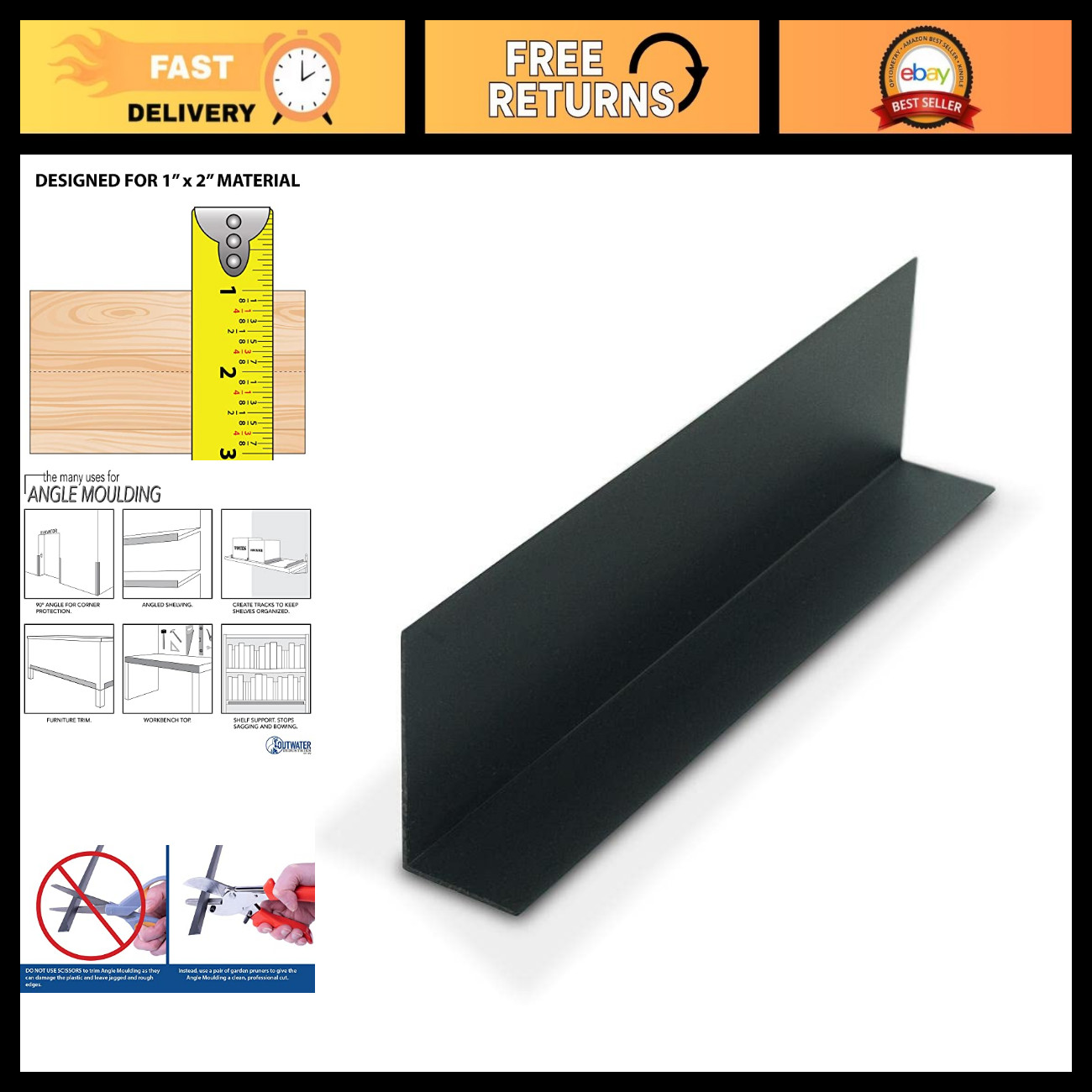 Black Styrene Angle Moulding 1\
