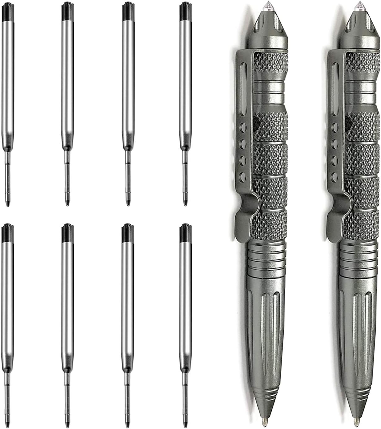 2 Pack Tungsten Steel Military Tactical Pen Set, Multifunctional EDC Self Defens