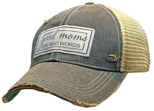 Vintage Life Good Moms Say Bad Words Distressed Trucker Cap – One Size, Black