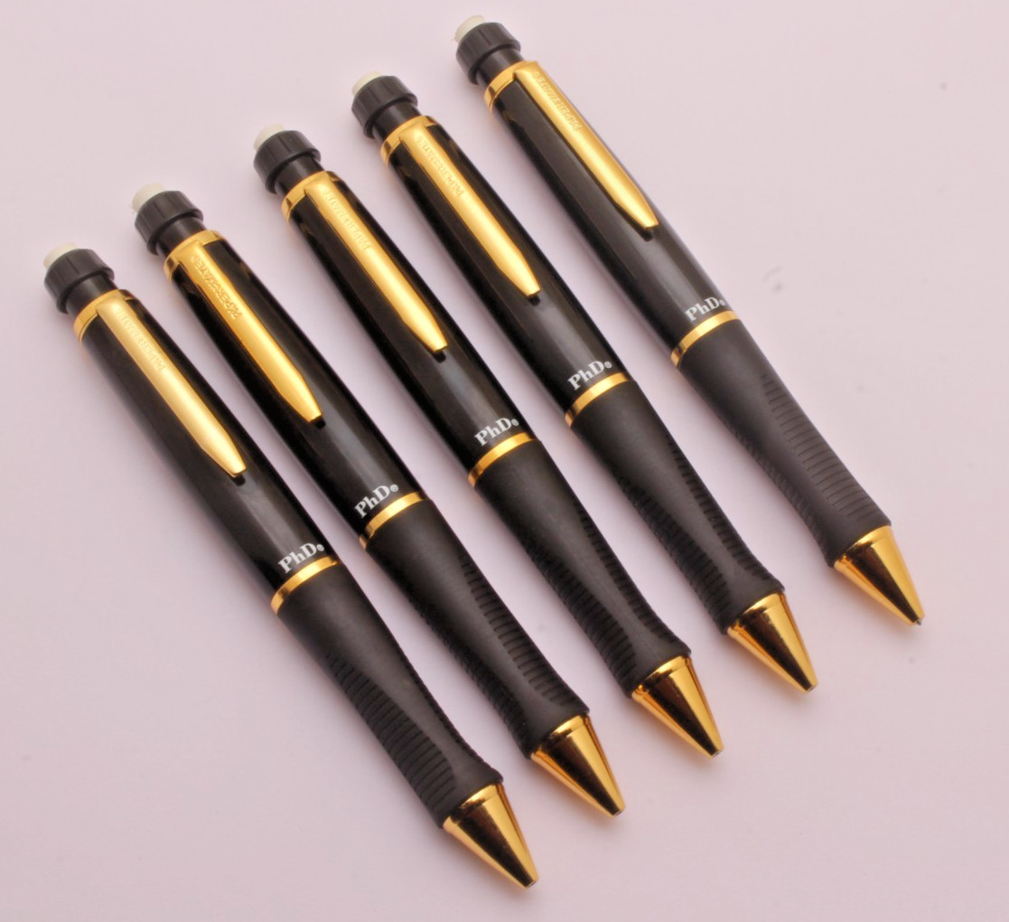 Set Of 5 Rare Vintage Papermate PHD Mechanical Pencils Rubber Grip NEW OLD STOCK