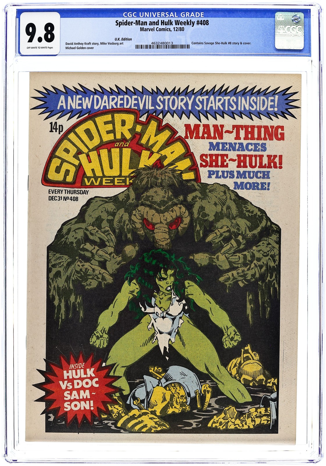 Spider-Man and Hulk Weekly #408 CGC 9.8 1980 4632480013
