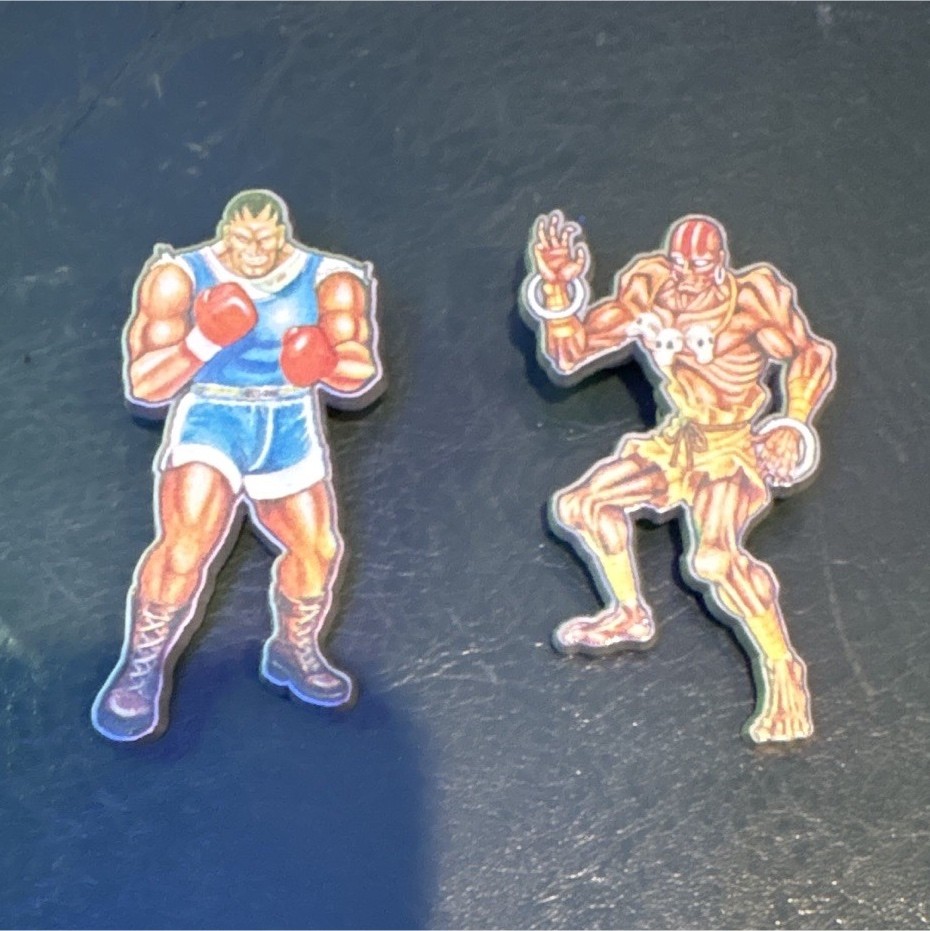Vintage 1993 Capcom Street Fighter II Plastic Pin Lot - Dhalsim & Balrog Retro