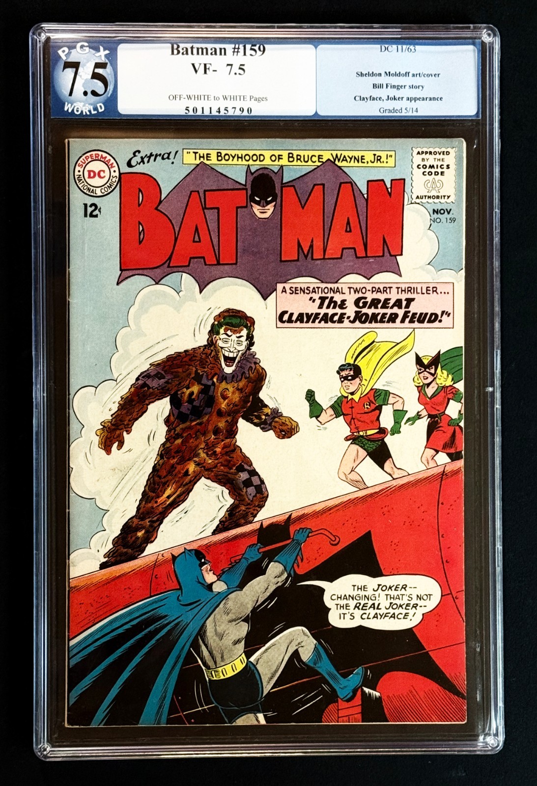 Batman 159 PGX 7.5 1963 Great Clayface-Joker Feud Batwoman Bat-Girl DC Moldoff