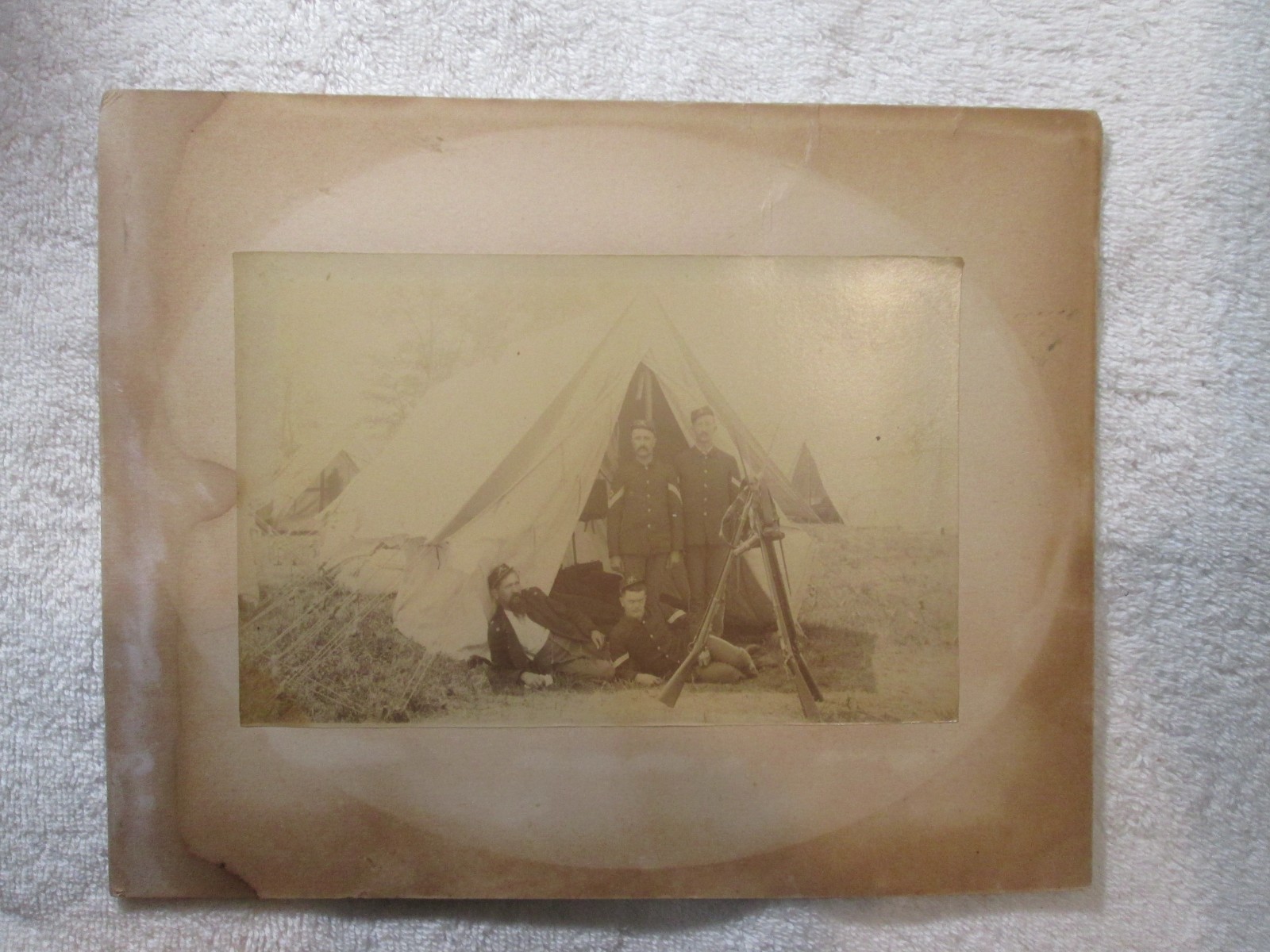 Antique Original Spanish American War Photo Infantry Soldiers At Tent Camp