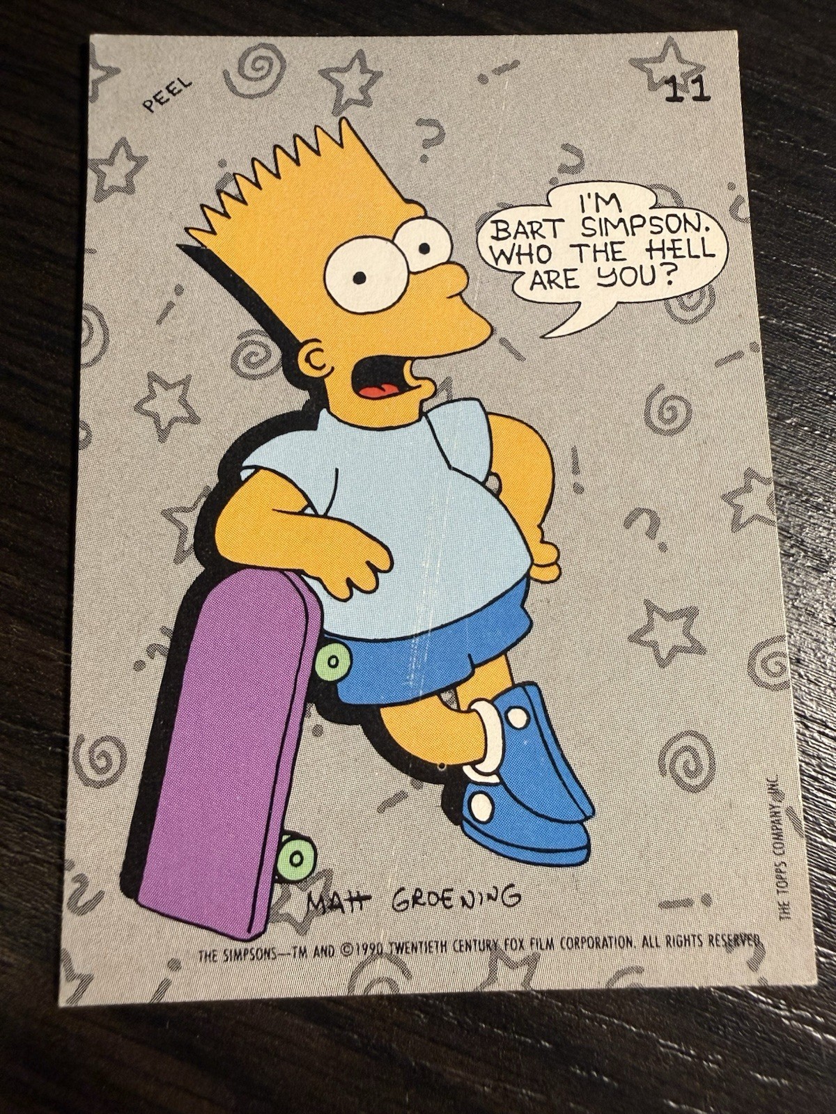 1990 Topps The Simpsons Sticker #11 BART SIMPSON - Read Scuff On Surface