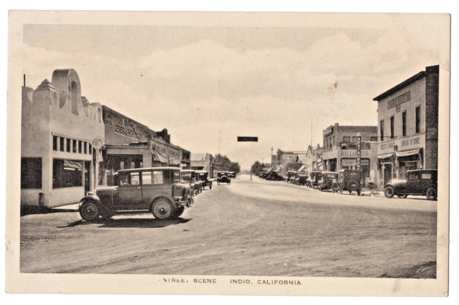 INDIO, CA California~MILES AVENUE~ 1920s CARS~STOREFRONTS~Riverside County